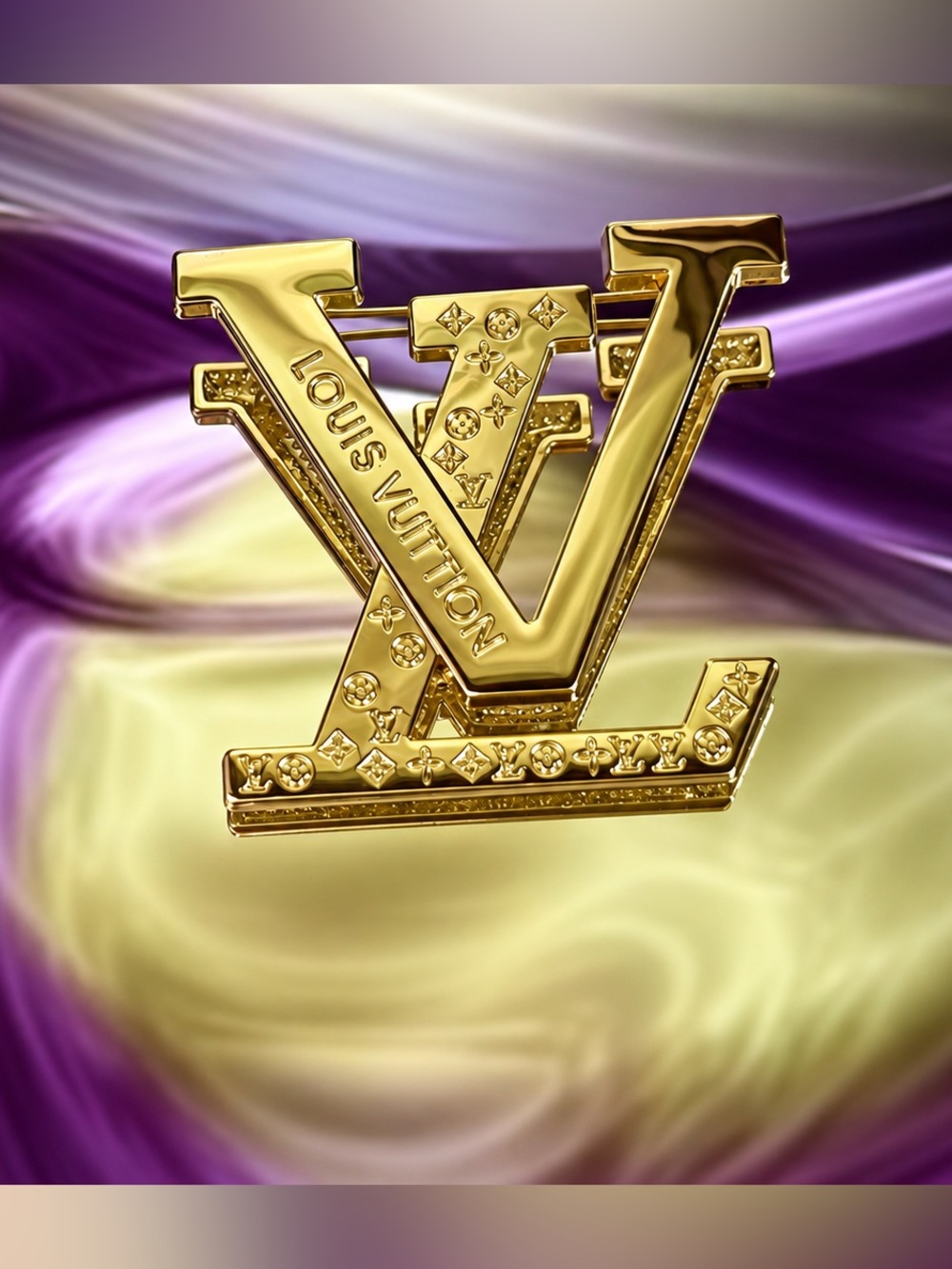 Statement Gold LV Monogram Brooch ✨ Iconic Initial Design